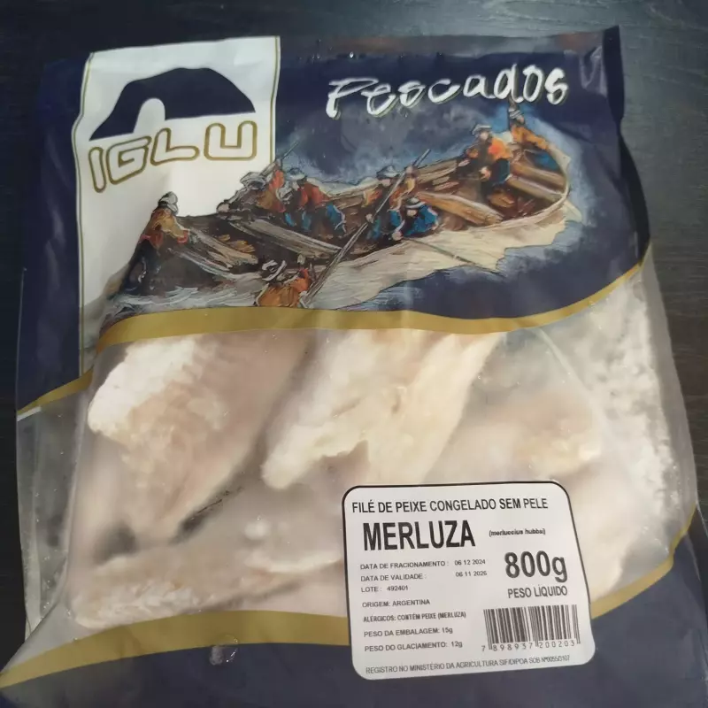 Filé de merluza sem pele 800g