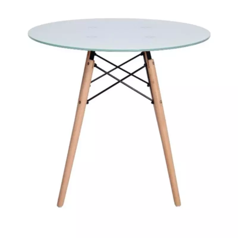 Mesa Eames de vidrio blanca 80cm