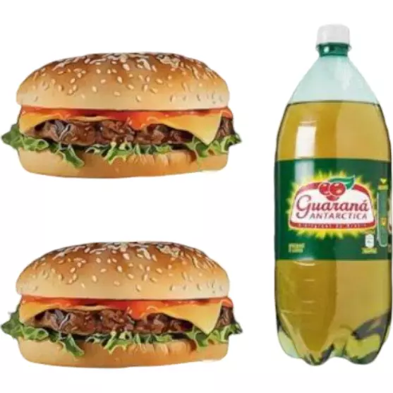 2 hamburguer simples +Antártica 1 L