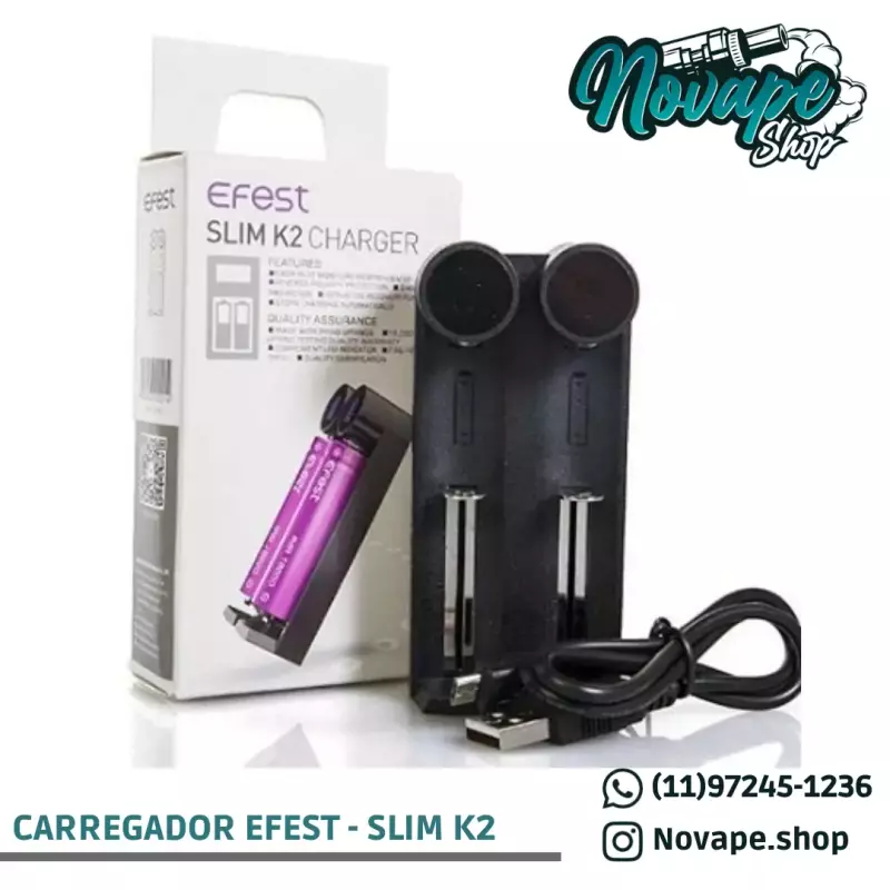 Carregador bateria - Efest Slim K2
