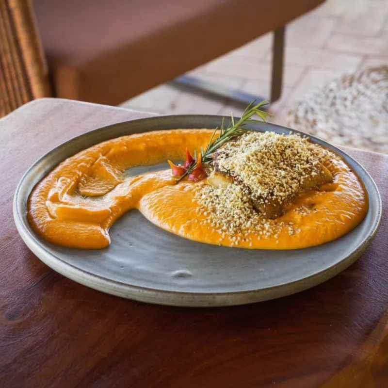 PESCADA GRELHADA COM PURÊ DE JERIMUM