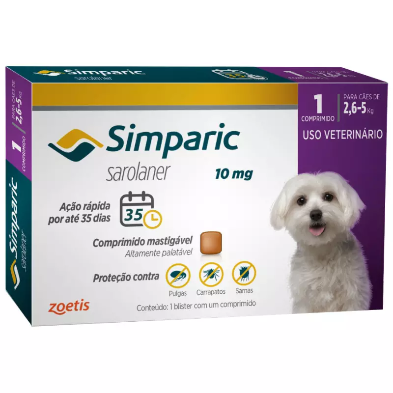 Simparic 10 mg Cães 2,6 a 5kg