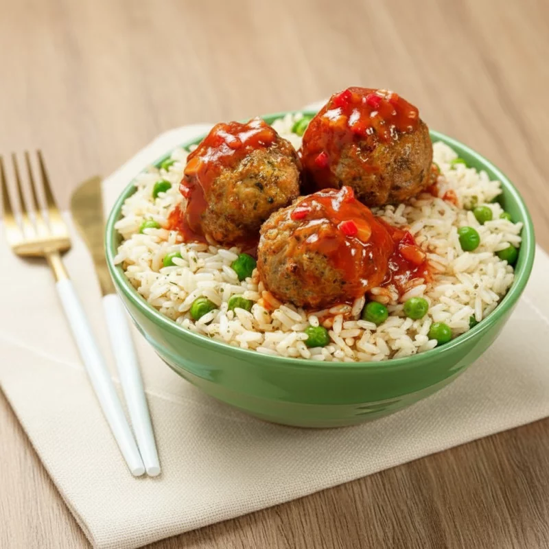 Albondigas con Portuguesa y Arroz