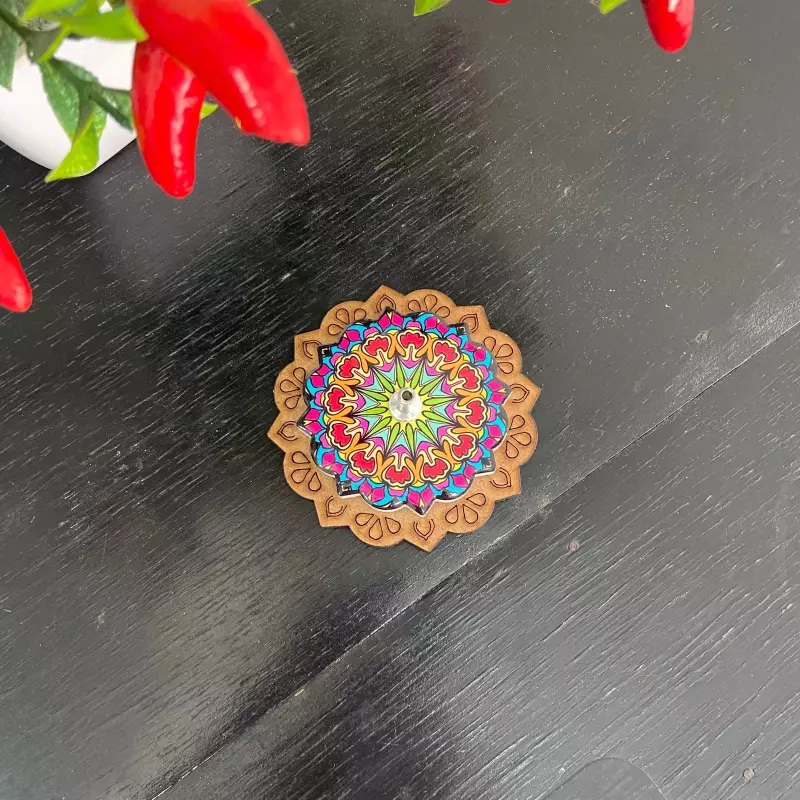 Incensario MDF Mandala Arco-Iris
