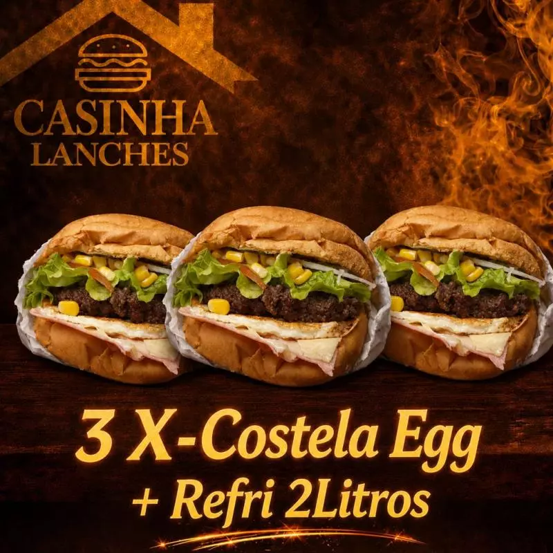 3 X-Costela Egg + Refri 2lt