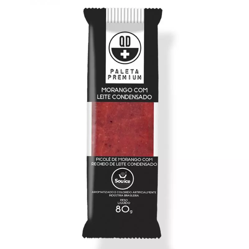 Paleta Premium Morango com Leite Condensado