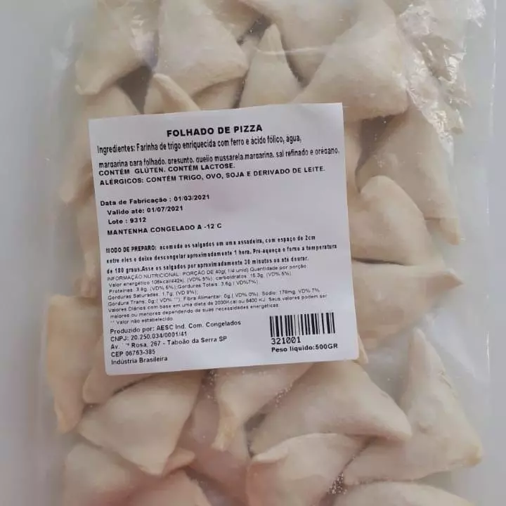 Mini Folhado de Pizza- 500g Cru