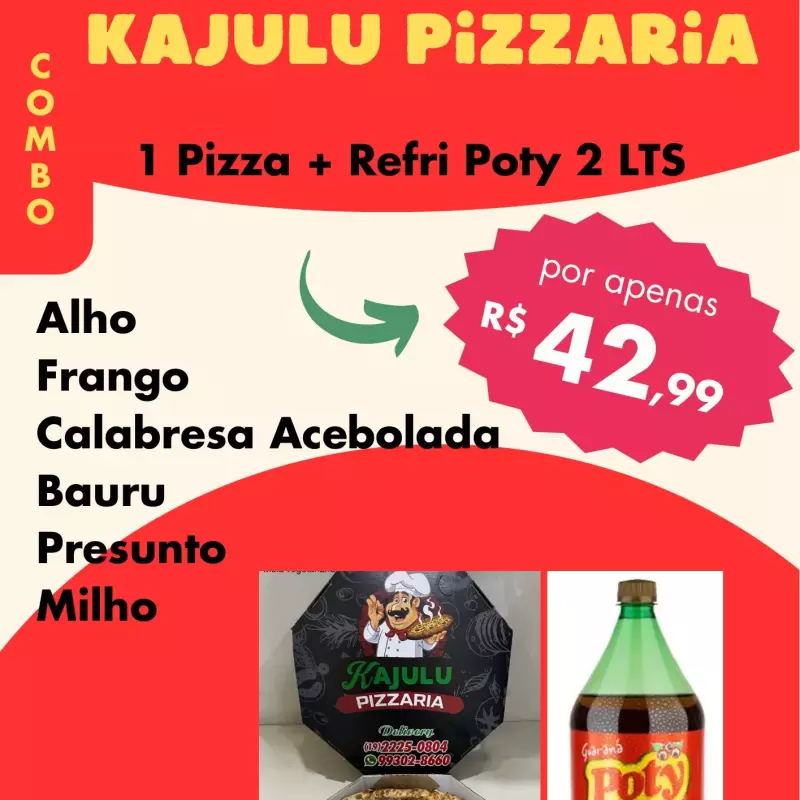 Pizza Promocional + Poty 2 lts