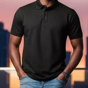 Polo Micro-Piqué Negro Sólido