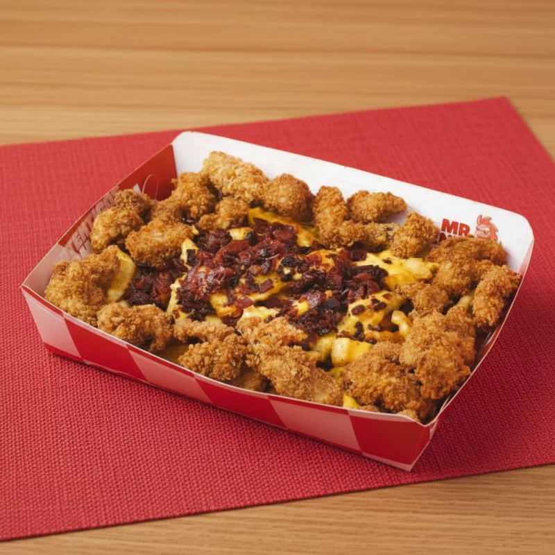 Papas con Cheddar y Tocineta + Pops