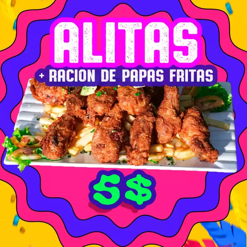Alitas + Ración de papas fritas