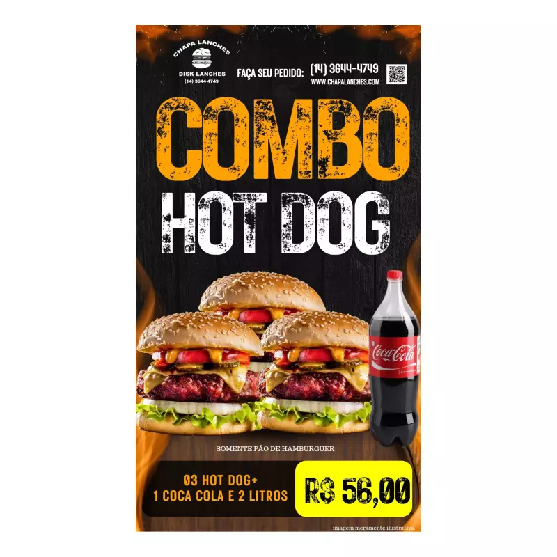COMBO HOT DOG E 1 COCA COLA 2 LITROS