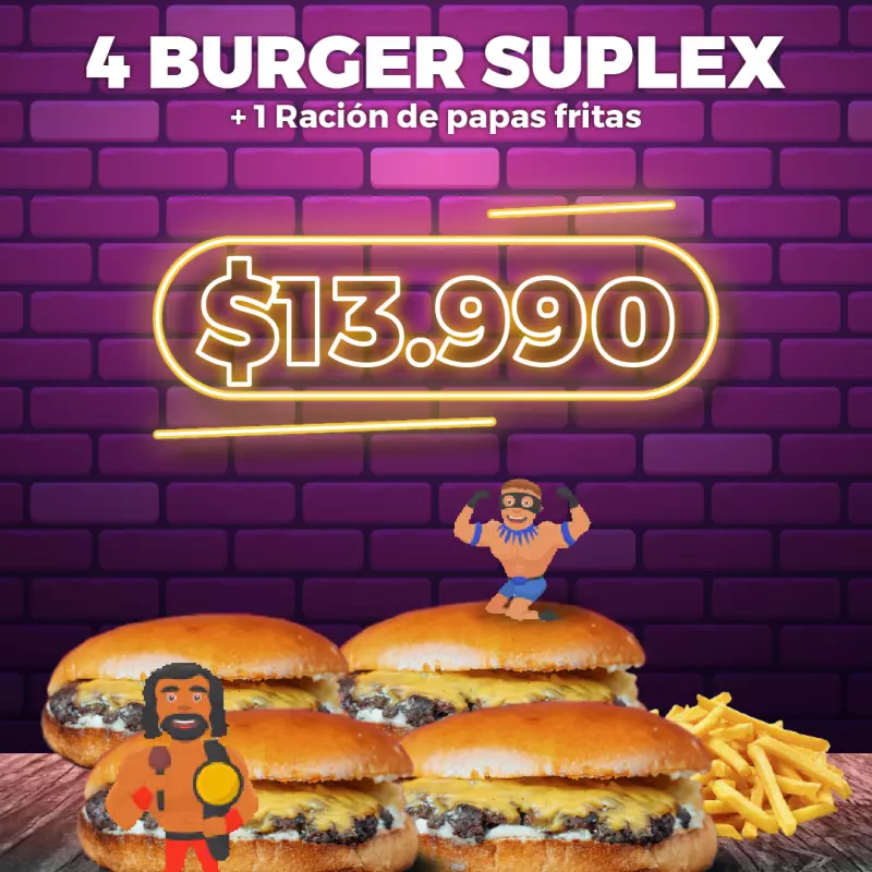 4 SUPLEX + 1 Porción de Papas fritas