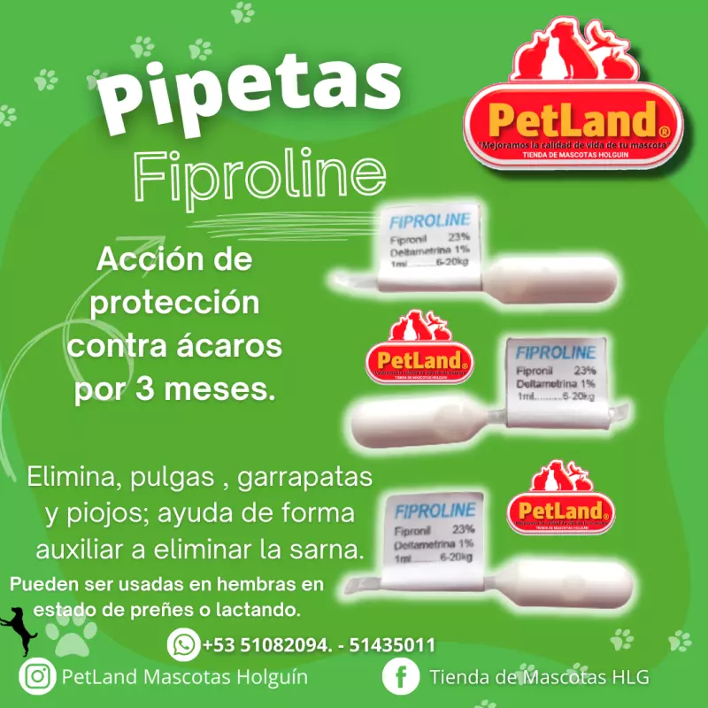 Pipetas de Fiproline 1.50 USD