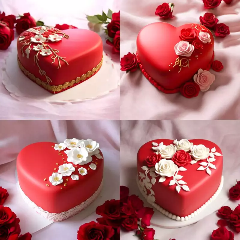 Torta Corazón fondant rojo