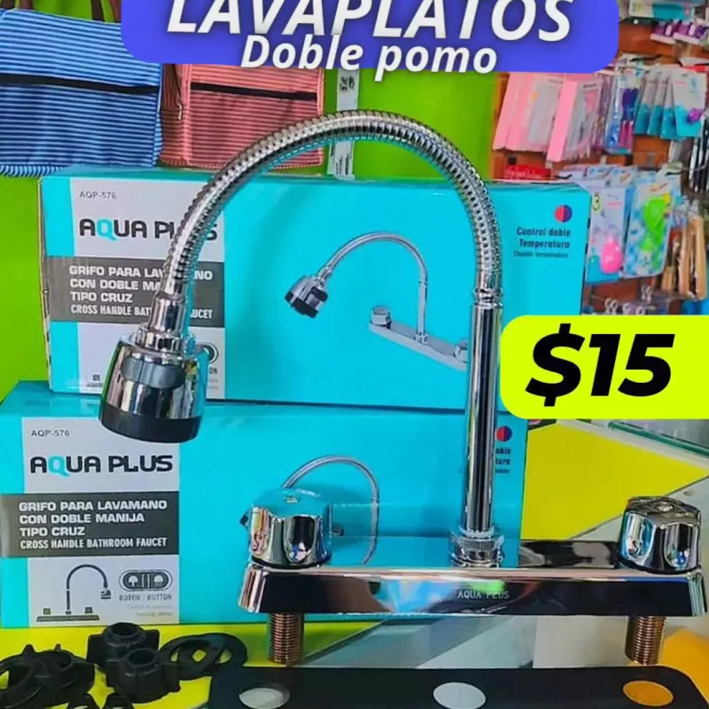 Llave de lavaplatos. Doble pomo