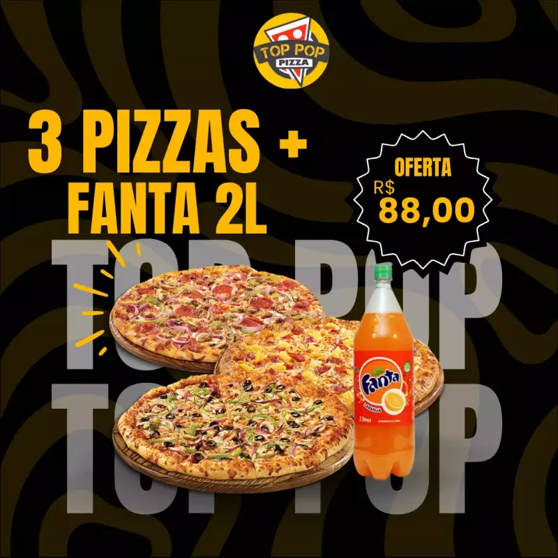 3 pizzas  + Fanta 2L
