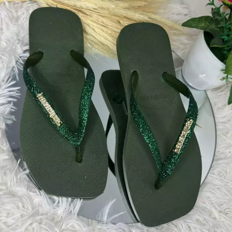 Fem glitter verde militar
