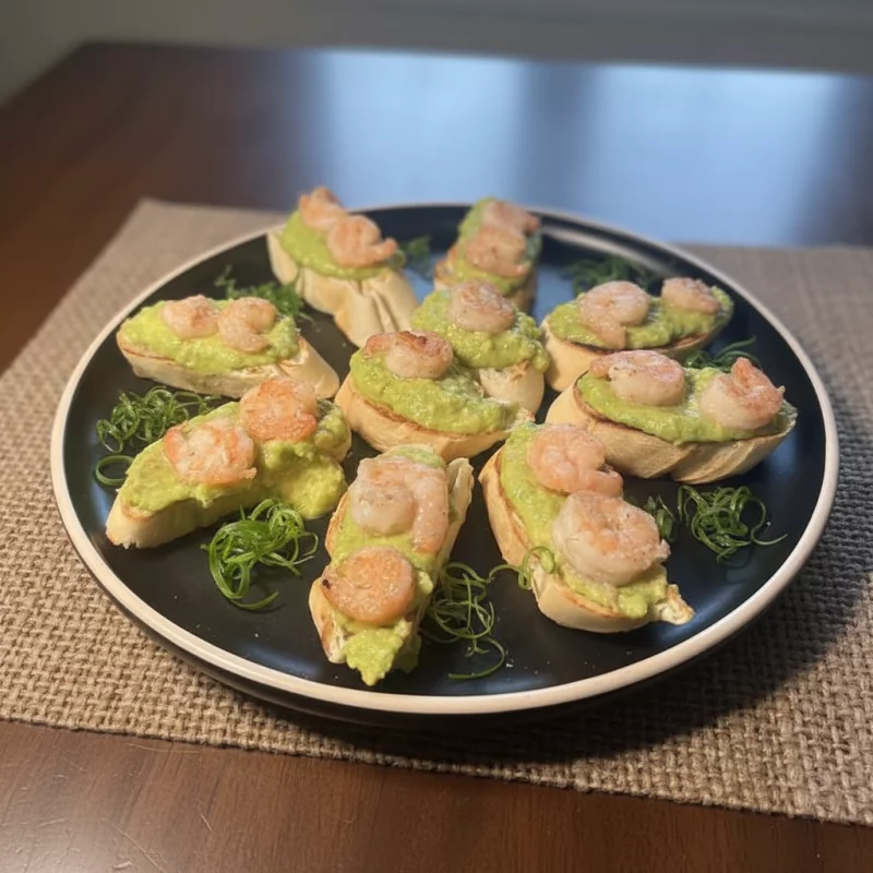 Canapés Aguacate y Camarones