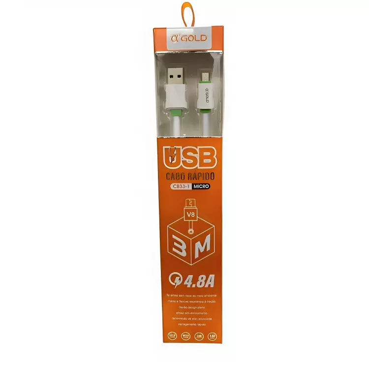 CABO DE DADOS GOLD USB V8 CB33-1 3M