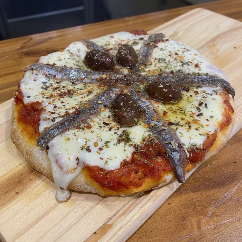 PIZZA DE ANCHOAS Y MUZZARELLA
