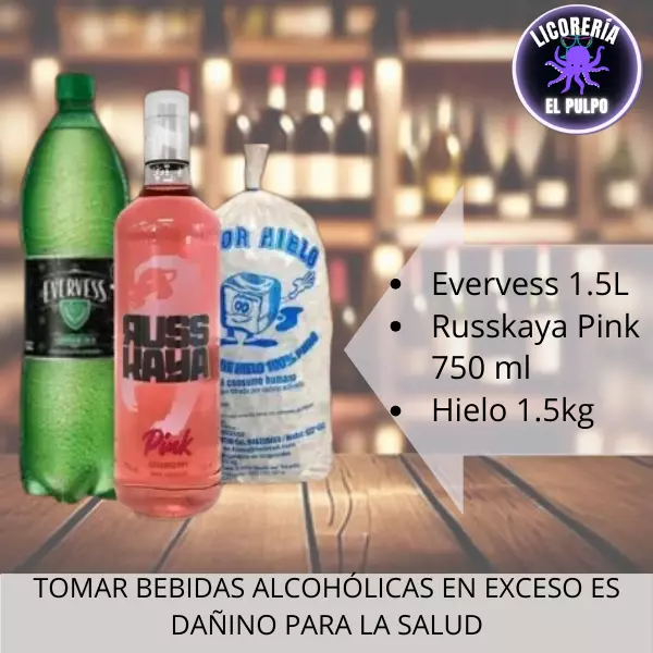 RussKaya Pink750ml+Everes+hielo
