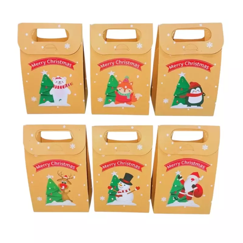 12 Cajas Carton Navidad Con Asas