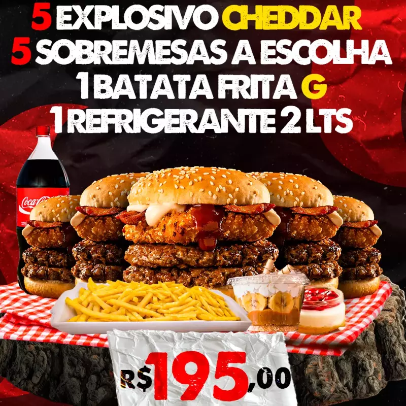 5 EXPLOSIVS, BTT G, 5 SOBRM, COCA 2L
