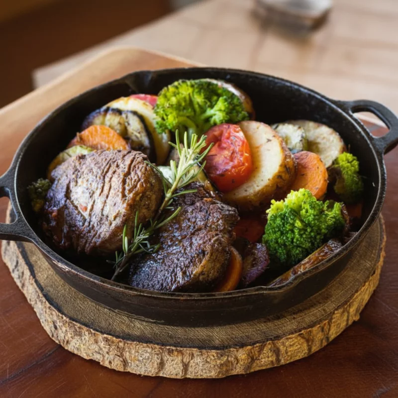 FILÉ MIGNON COM LEGUMES GRELHADOS