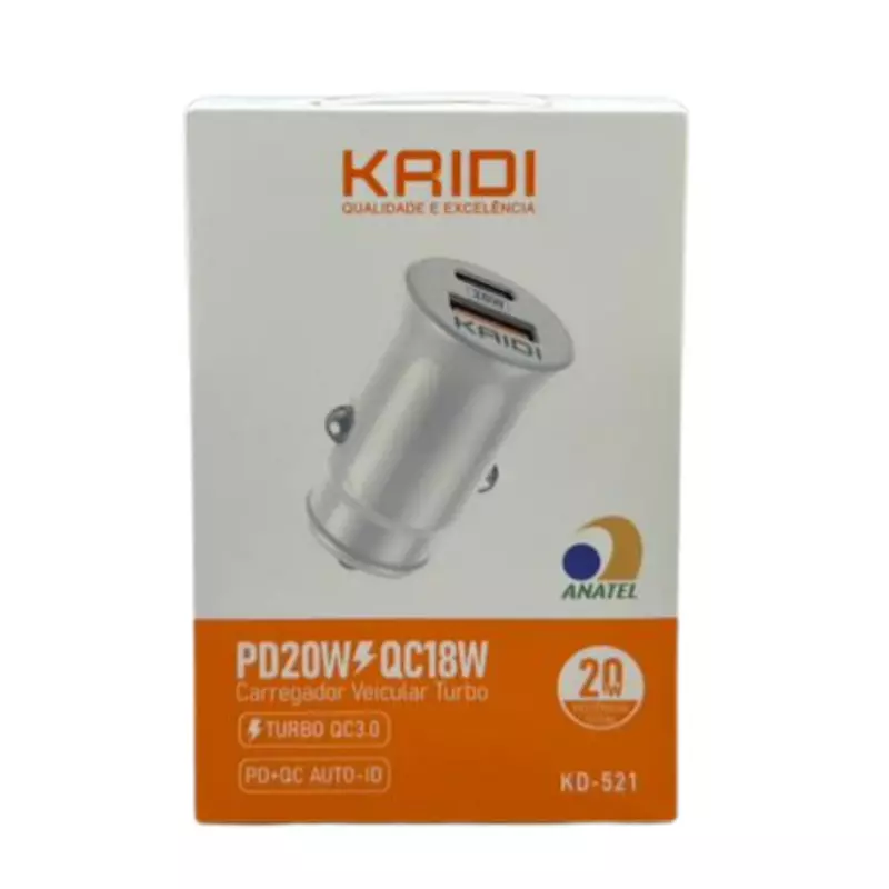 CARREGADOR VEICULAR 20W KAIDI KD-521