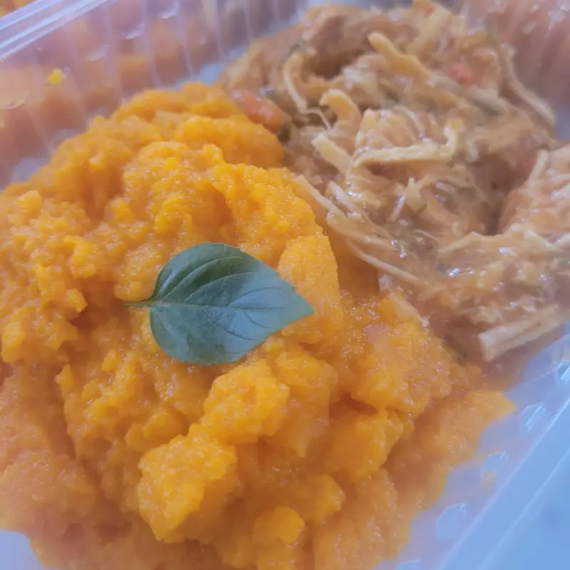 Purê de Cenoura c/ Frango Cremoso