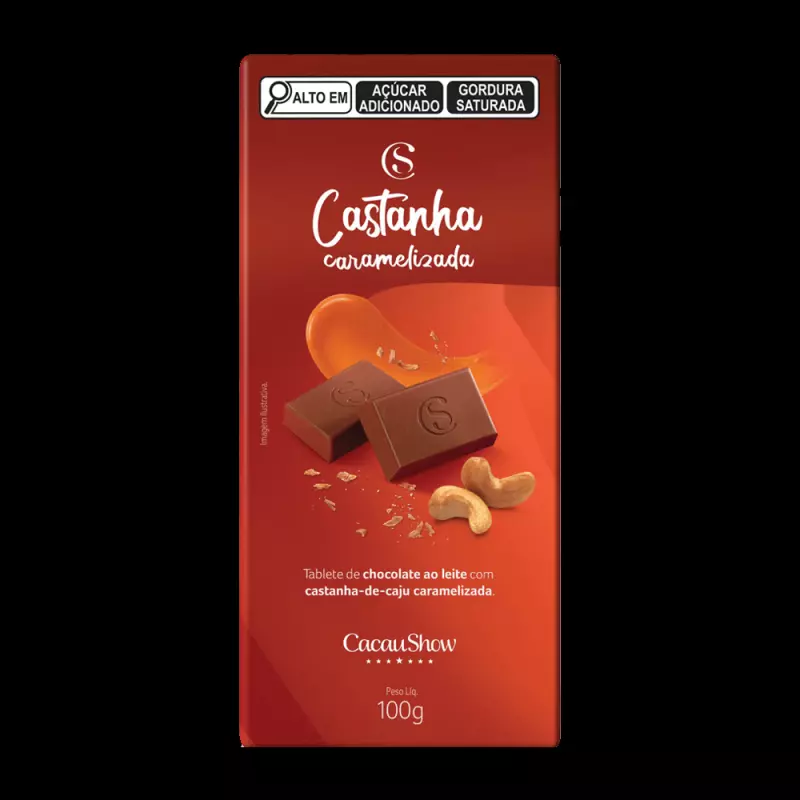 Tablete ao leite castanha caju 100g