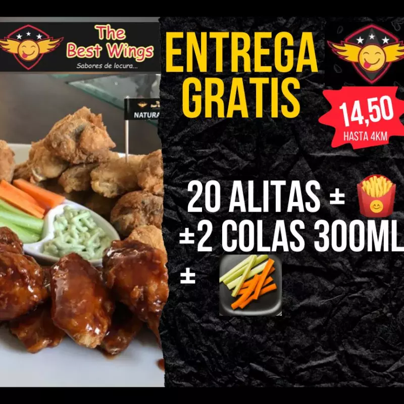 PROMO LUNES  20 ALITAS /ENVIO GRATIS