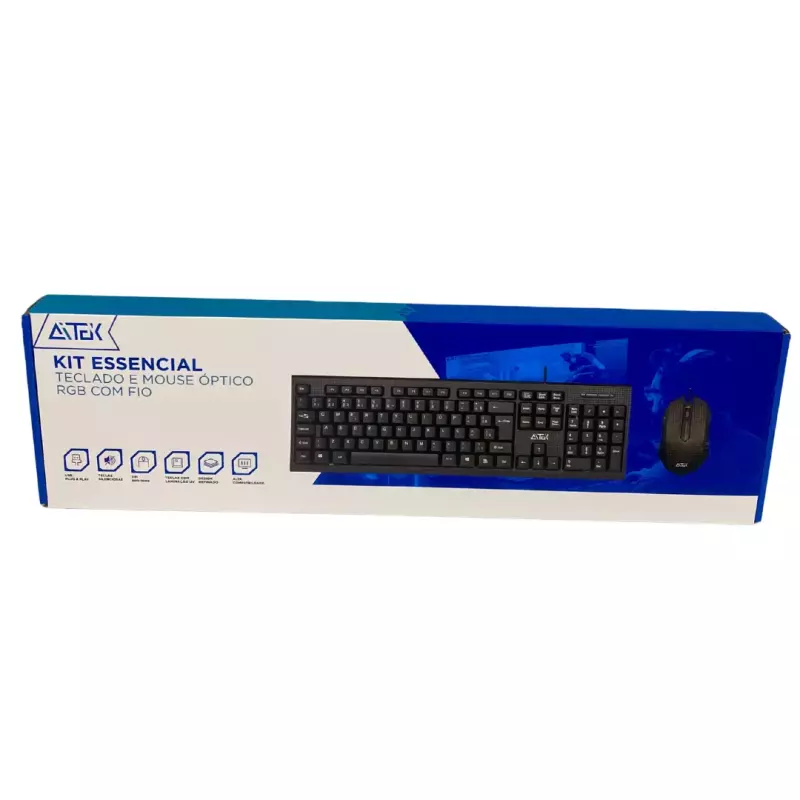 KIT TECLADO E MOUSE C/FIO AKT-E1713