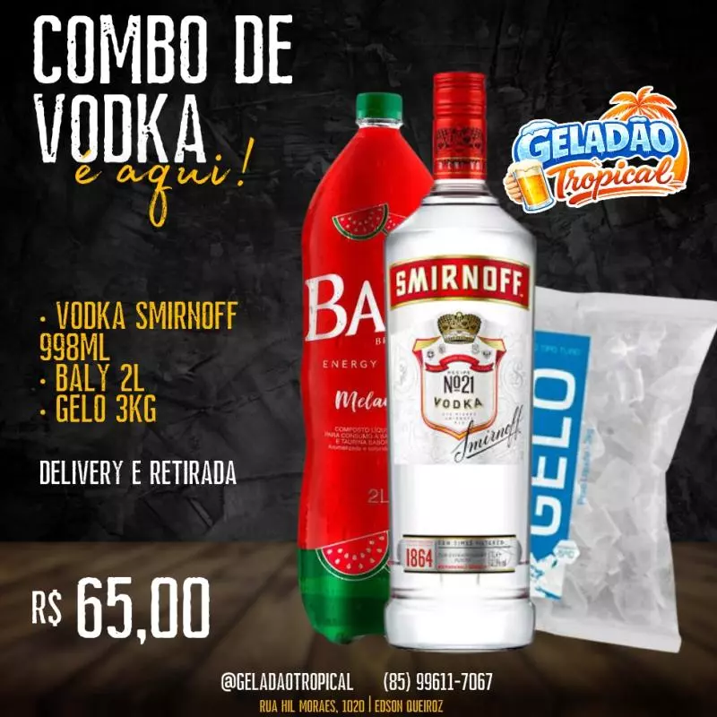 COMBO Vodka Smirnoff + Baly + gelo
