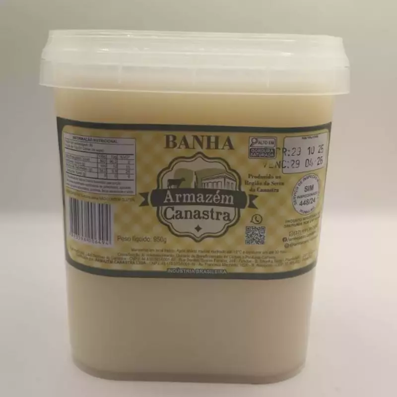 1823 -Banha Suína pote quadrado 950g