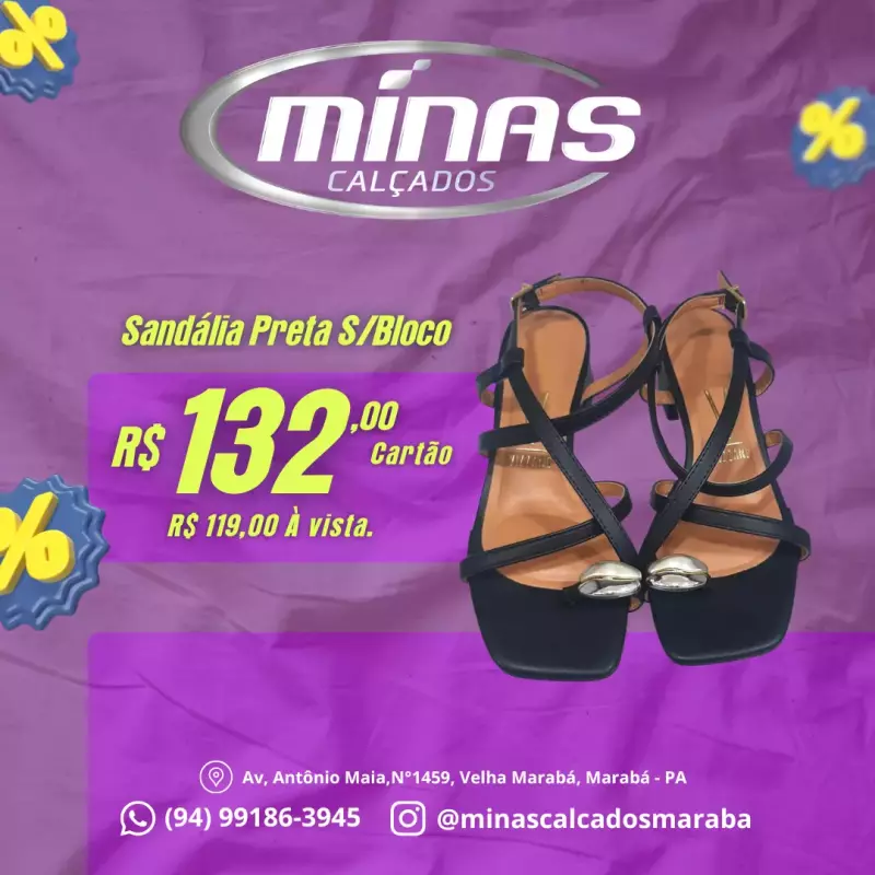 Sandália Preta S/Bloco RF:6454123