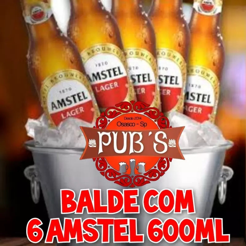 BALDE COM 6 AMSTEL 600ML