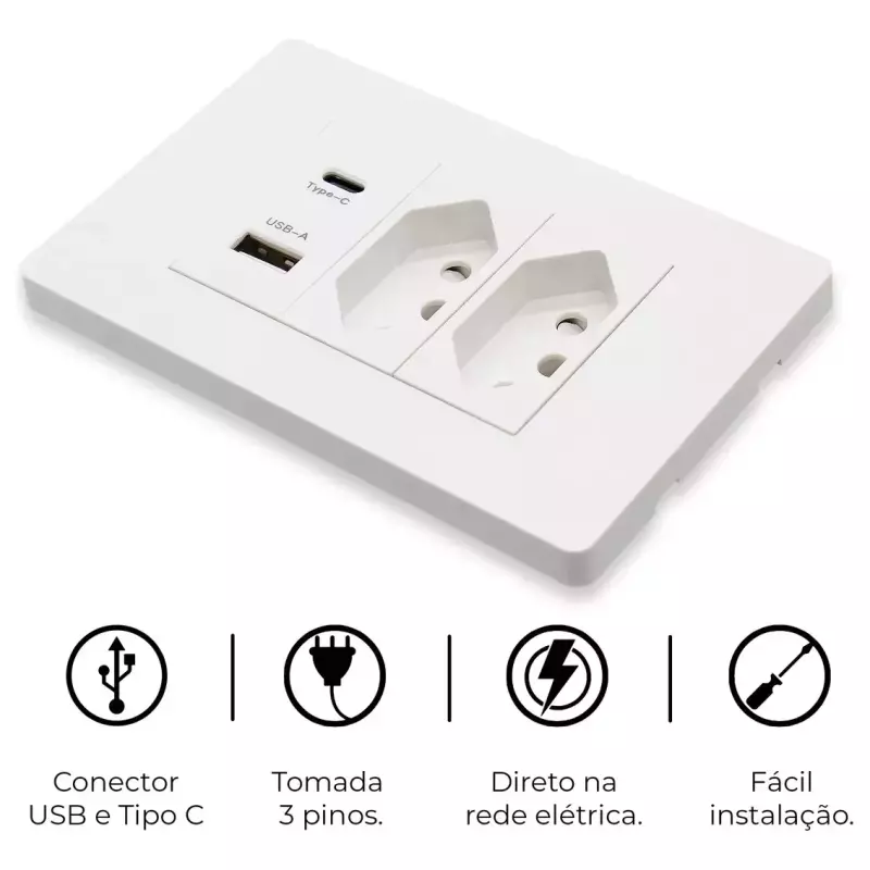 TOMADA LUKTON USB + USB-C CB-064
