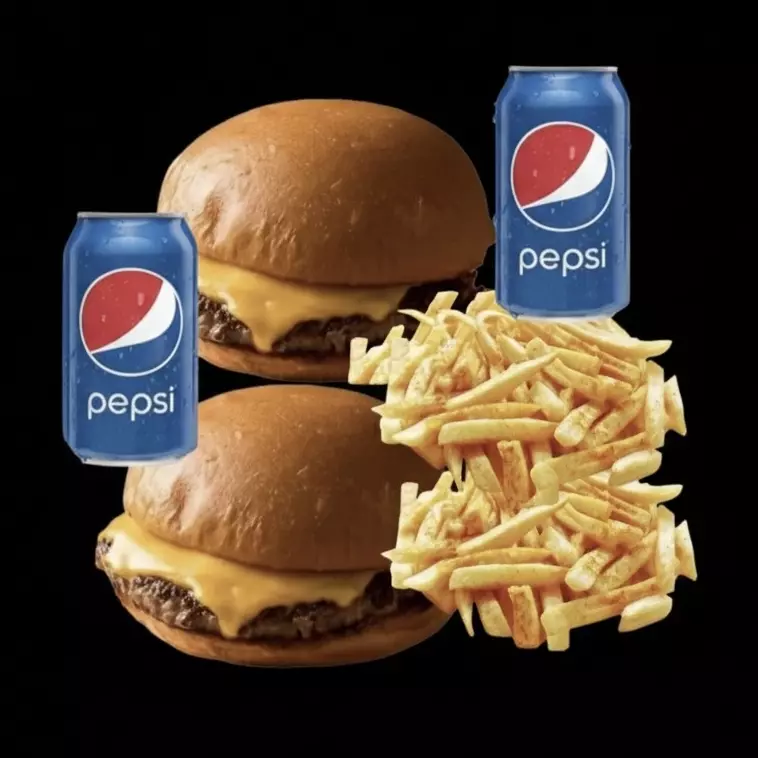 2 Hamburguesas + 2 Papas + 2 Latas