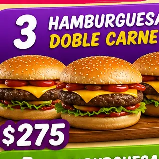 3 hamburguesas doble carne trad.