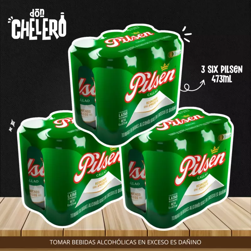 3 SIX PILSEN LATA X 473 ML.