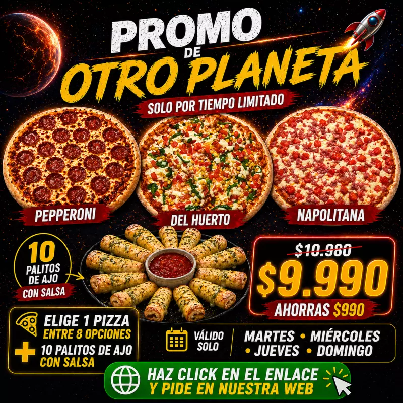 PIZZA ESTELAR FAM + PALITOS DE AJO