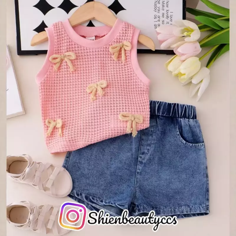 Camisa tejida de lazos y Shorts