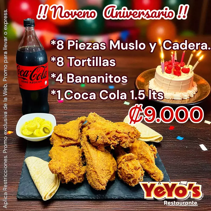 9 Aniversario (8 MyC + Coca 1.5 lts