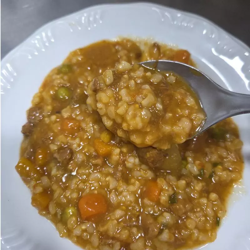 Arroz cateto com carne de panela