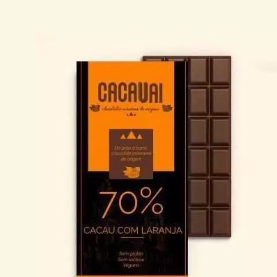 Barra de chocolate 70% cacau com laranja 20g