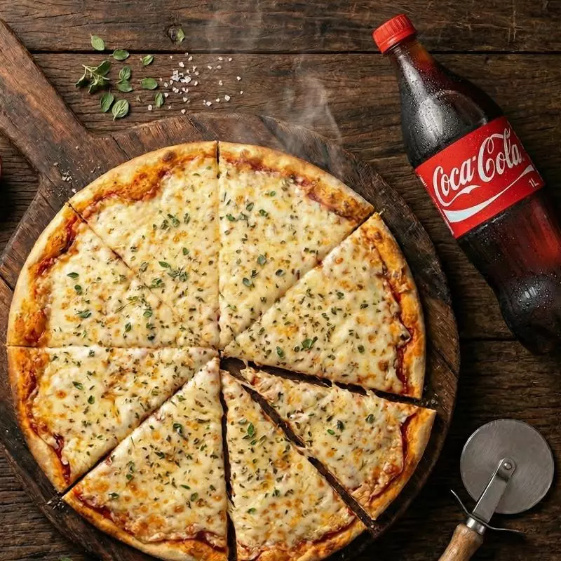 Pizza Mussarela + Coca 1 litro