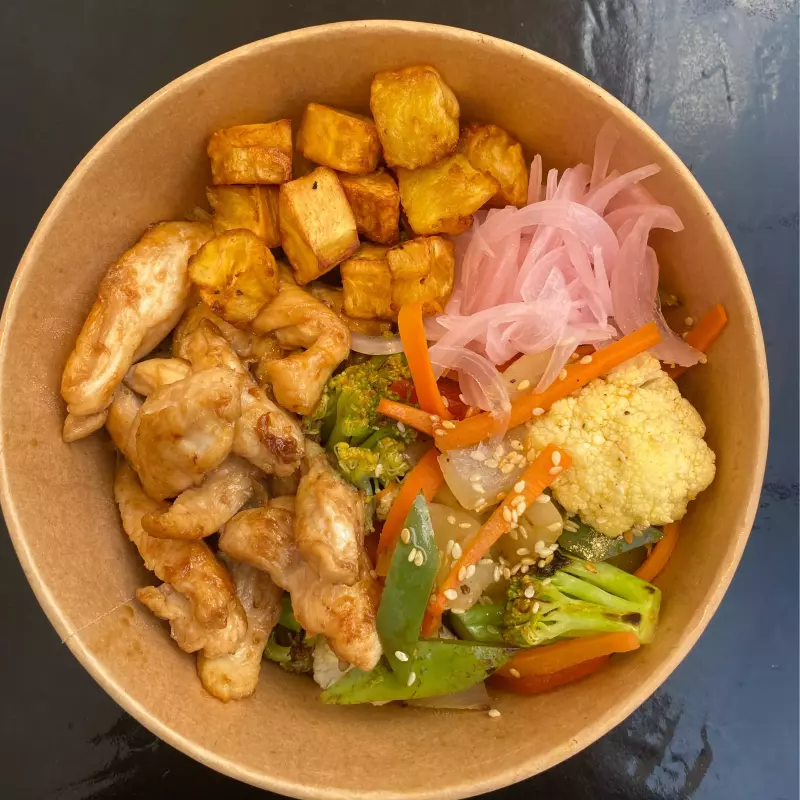 BOWLS DE POLLO TERIYAKI