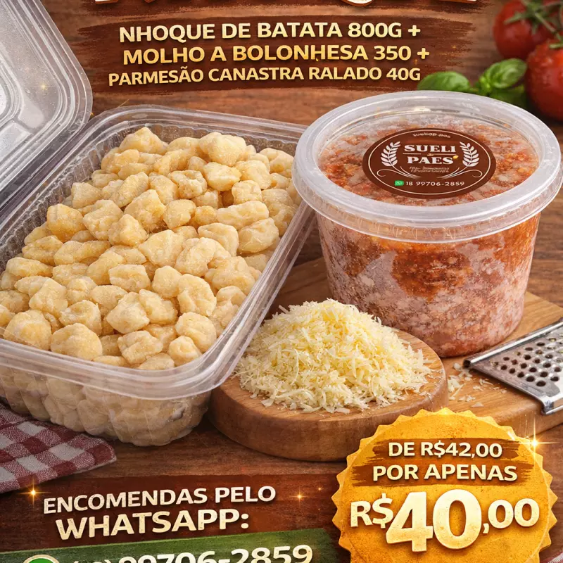 COMBO NHOQUE + MOLHO + PARMESÃO